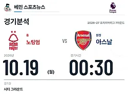 10월 19일 노팅엄 vs 아스날 프리미어리그 경기분석