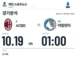 10월 19일 AC밀란 vs 아탈란타 세리에A 경기분석