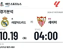 10월 19일 레알마드리드 vs 세비야 라리가 경기분석