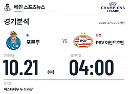 10월 21일 포르투 vs PSV 아인트호벤 챔피언스리그 경기분석