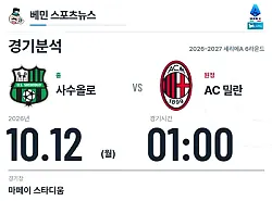 10월 12일 사수올로 vs AC 밀란 세리에A 경기분석