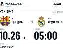 10월 26일 바르셀로나 vs 레알 마드리드 라리가 경기분석
